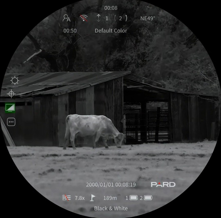 Наблюдение через Pard Night Stalker 4K 2.0 70mm в ночном режиме