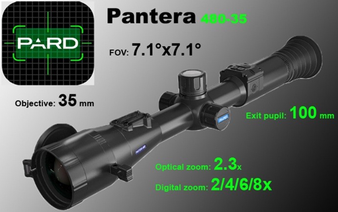 Загальний вигляд тепловізійного прицілу Pard Pantera 480-35