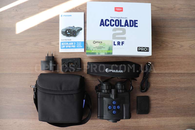 Комплект постачання теплового бінокля Pulsar Accolade 2 LRF XP50 PRO