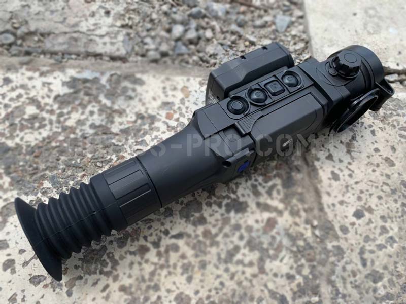 Модуль лазерного далекоміра на Pulsar Trail 2 XP50 LRF розташований з лівого боку прицілу.