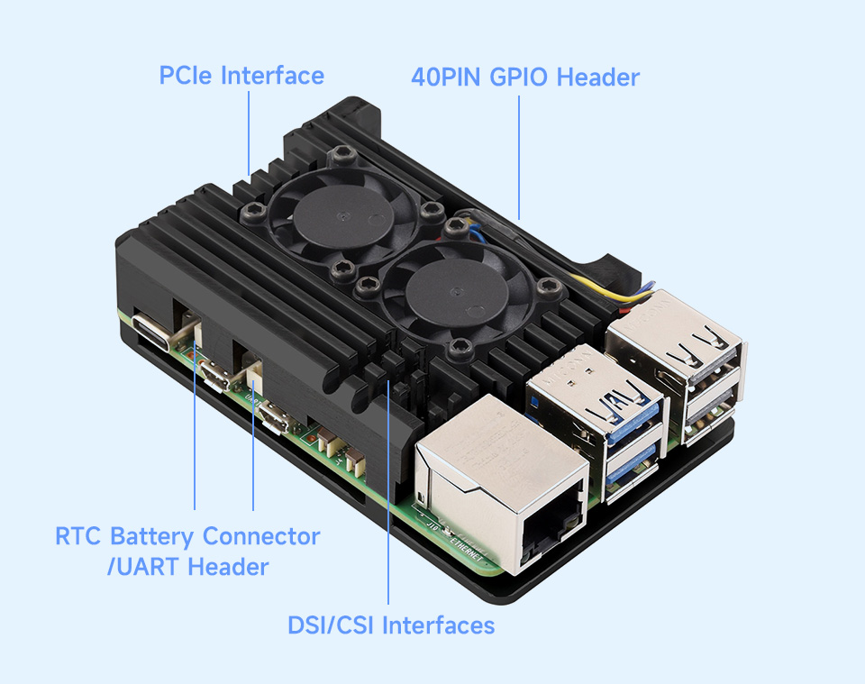 Фото собранного модуля на базе Raspberry Pi 5 в защищенном корпусе рядом с антеннами или компонентами дрона